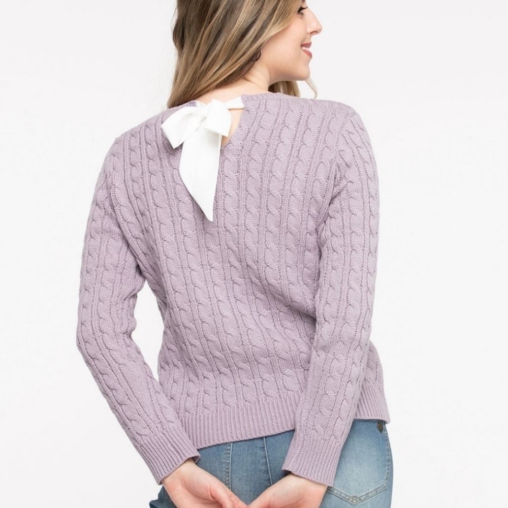 NWT Ricki's Ribbon Bow Cable Knit Sweater XL